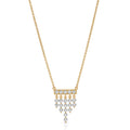 Gold necklace with diamond pendants on a white background