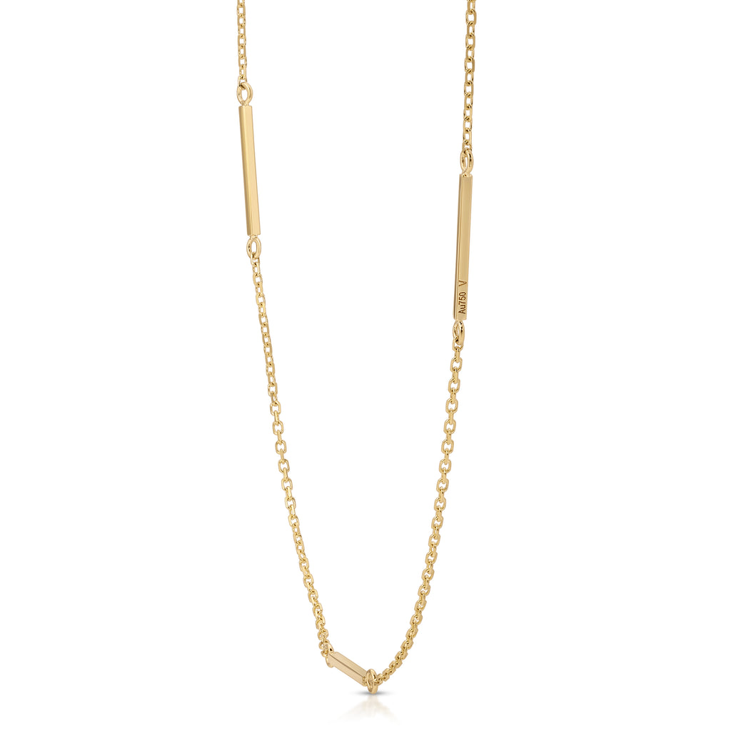 Gold necklace on a white background