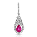 Diamond pendant with a pink gemstone on a white background